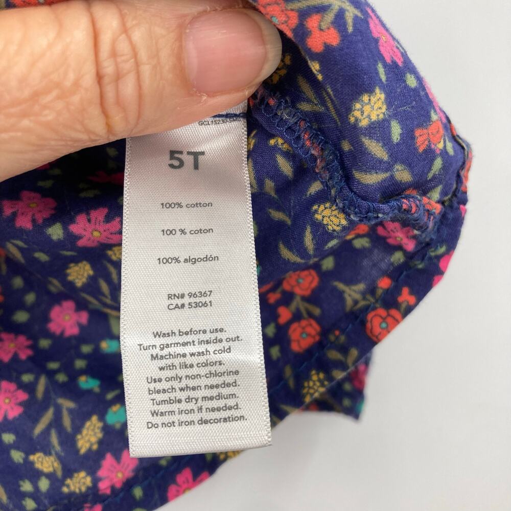 Osh Kosh Bgosh Dark Floral Peasant Cotton Top Girls Size 5 - Picture 5 of 9